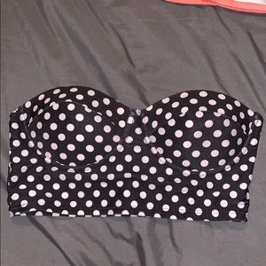 Vintage black and white polka dot swim top